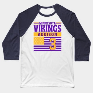 Minnesota Vikings Addison 3 American Flag Football Baseball T-Shirt